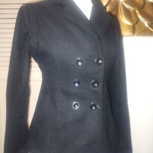 2B Bebe Black Double Breasted Pea Coat Sz Small